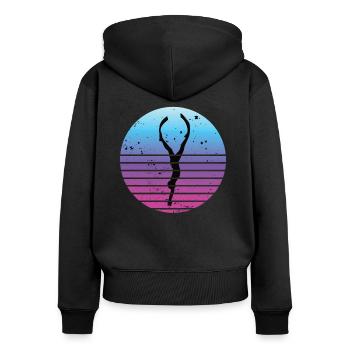 Freediving Retro Freitaucher für Apnoe Taucher - Frauen Premium Bio Zip Hoodie - Schwarz - Hinten - Julia (174cm)