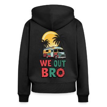 Wir sind raus Bruder, letzter Schultag Lehrer - Frauen Premium Bio Zip Hoodie - Schwarz - Hinten - Julia (174cm)