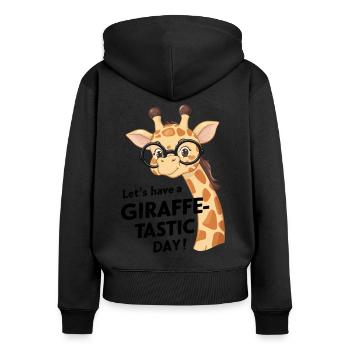 Lasst uns einen fantastischen Tag haben - Giraffe - Frauen Premium Bio Zip Hoodie - Schwarz - Hinten - Julia (174cm)