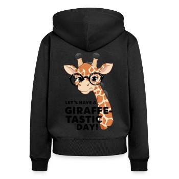 Lasst uns einen fantastischen Tag haben - Giraffe - Frauen Premium Bio Zip Hoodie - Schwarz - Hinten - Julia (174cm)