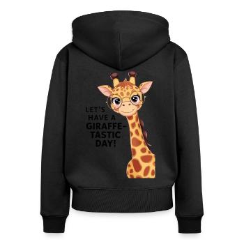 Lasst uns einen fantastischen Tag haben - Giraffe - Frauen Premium Bio Zip Hoodie - Schwarz - Hinten - Julia (174cm)