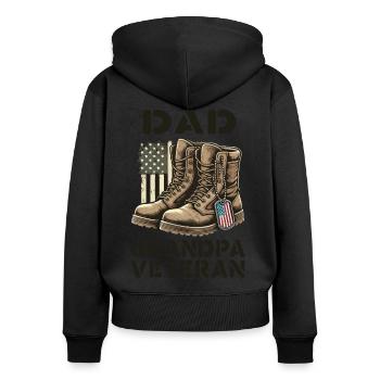 Fier papa grand-père vétéran bottes patriotique États-Unis - Sweat à capuche zippé Premium bio Femme - noir - Dos - Julia (174cm)