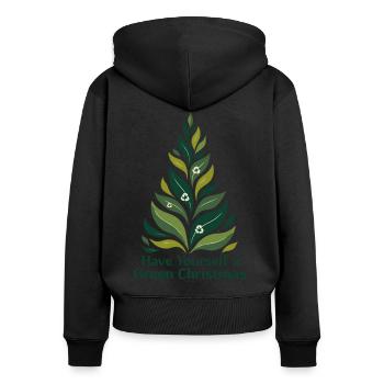 Sapin de Noël vert écologique - Sweat à capuche zippé Premium bio Femme - noir - Dos - Julia (174cm)