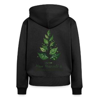 Sapin de Noël vert écologique - Sweat à capuche zippé Premium bio Femme - noir - Dos - Julia (174cm)