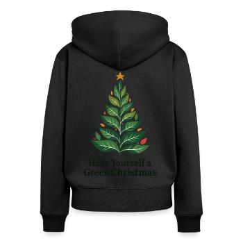 Sapin de Noël vert écologique - Sweat à capuche zippé Premium bio Femme - noir - Dos - Julia (174cm)