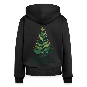 Sapin de Noël vert écologique - Sweat à capuche zippé Premium bio Femme - noir - Dos - Julia (174cm)