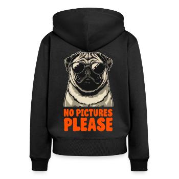 Mops mit Sonnenbrille - Keine Fotos Bitte - Women's Premium Organic Zip Hoodie - black - Back - Julia (174cm)