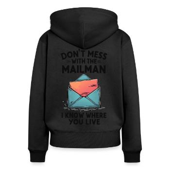 Lustiger Spruch für Postboten - Frauen Premium Bio Zip Hoodie - Schwarz - Hinten - Julia (174cm)