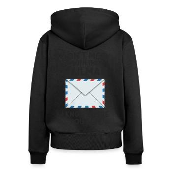 Lustiger Spruch für Postboten - Frauen Premium Bio Zip Hoodie - Schwarz - Hinten - Julia (174cm)