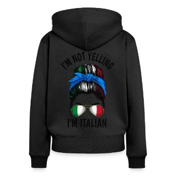 Ich schreie nicht ich bin Italiener - Frauen Premium Bio Zip Hoodie - Schwarz - Hinten - Julia (174cm)