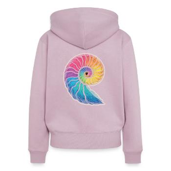 Farbenfrohe Ammoniten Fossilien Urzeit - Frauen Premium Bio Zip Hoodie - Altrosa - Hinten - Julia (174cm)
