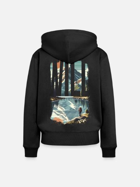 WILDE ERKUNDUNG - Frauen Premium Bio Zip Hoodie - Schwarz
