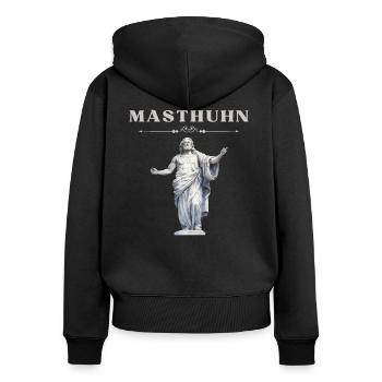 Masthuhn Bodybuilding Meme‑Statue Satire T‑Shirt - Frauen Premium Bio Zip Hoodie - Schwarz - Hinten - Julia (174cm)