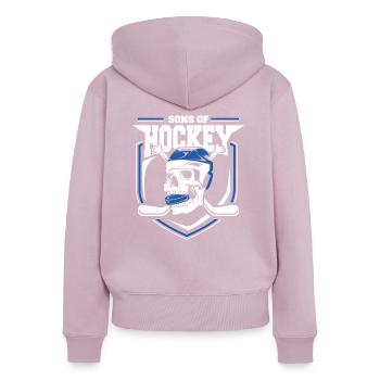 Eishockey Schläger Retro Schädel Geschenk - Frauen Premium Bio Zip Hoodie - Altrosa - Hinten - Julia (174cm)