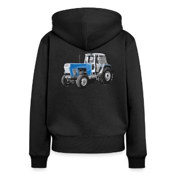 Fortschritt Traktor Blau Trecker Landwirt Geschenk - Frauen Premium Bio Zip Hoodie - Schwarz - Hinten - Julia (174cm)