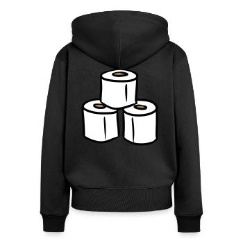 PQ Tour de papier toilette - Sweat à capuche zippé Premium bio Femme - noir - Dos - Julia (174cm)