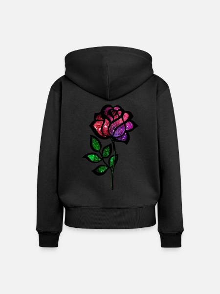 Kosmische Rose - Frauen Premium Bio Zip Hoodie - Schwarz