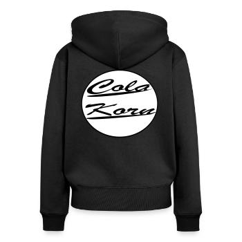 Cola Korn rund - Frauen Premium Bio Zip Hoodie - Schwarz - Hinten - Julia (174cm)