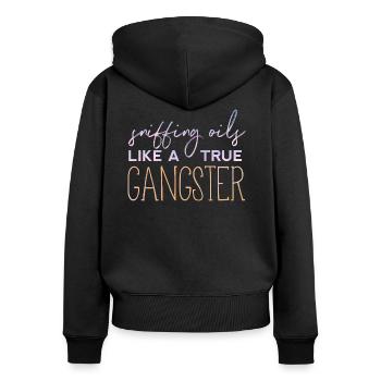 schnüffeln - Frauen Premium Bio Zip Hoodie - Schwarz - Hinten - Julia (174cm)