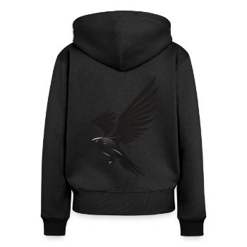Erhabener Gleitflug: Schwarzer Adler als Symbol - Frauen Premium Bio Zip Hoodie - Schwarz - Hinten - Julia (174cm)