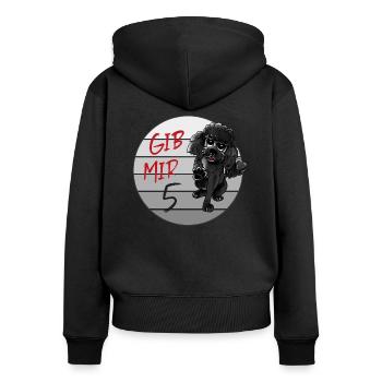 Schwarzer Pudel Gib mir fünf - Frauen Premium Bio Zip Hoodie - Schwarz - Hinten - Julia (174cm)