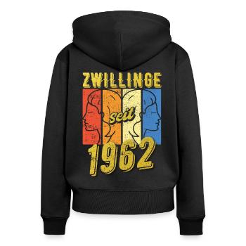 Zwillinge Sternzeichen 1962 Geschenk - Frauen Premium Bio Zip Hoodie - Schwarz - Hinten - Julia (174cm)