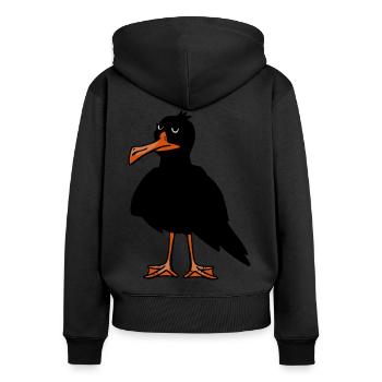 Pech Unglück Vogel Vögel traurig Kummer - Frauen Premium Bio Zip Hoodie - Schwarz - Hinten - Julia (174cm)