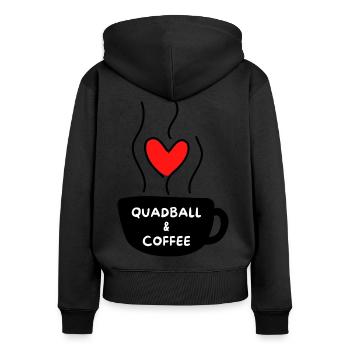 Quadball & coffee - Women's Premium Organic Zip Hoodie - black - Back - Julia (174cm)
