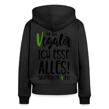 Ich bin Vegaler - Ich esse alles - Hauptsache viel - Frauen Premium Bio Zip Hoodie - Schwarz - Hinten - Julia (174cm)