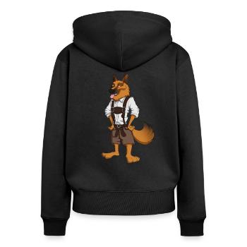 Costume de chien Lederhosen - Sweat à capuche zippé Premium bio Femme - noir - Dos - Julia (174cm)