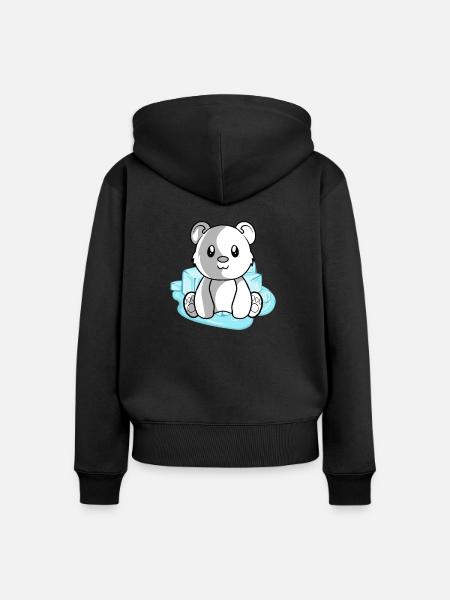 Eisbär Polarbär - Frauen Premium Bio Zip Hoodie - Schwarz