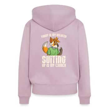 Furry Fandom Furries Fursona - Sweat à capuche zippé Premium bio Femme - rose poudré - Dos - Julia (174cm)