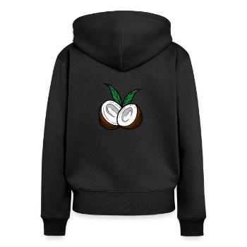 noix de coco - Sweat à capuche zippé Premium bio Femme - noir - Dos - Julia (174cm)