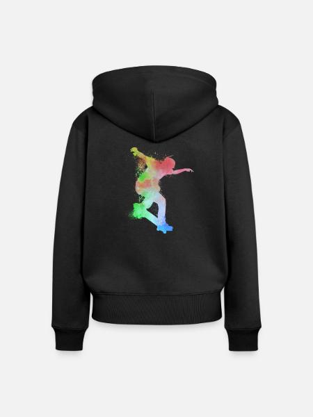 Skateboard Skateboarder Halfpipe Skater - Frauen Premium Bio Zip Hoodie - Schwarz