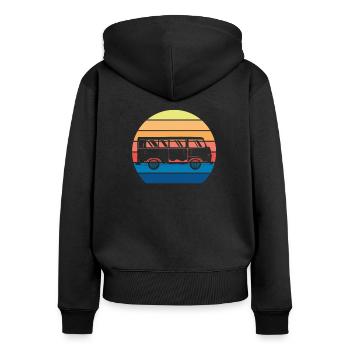 Retro Camper Bus Caravan Vintage Camper Bus - Sweat à capuche zippé Premium bio Femme - noir - Dos - Julia (174cm)