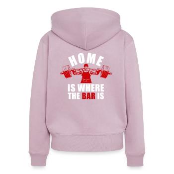 Trois-combats Powerlifting Powerlifter - Sweat à capuche zippé Premium bio Femme - rose poudré - Dos - Julia (174cm)