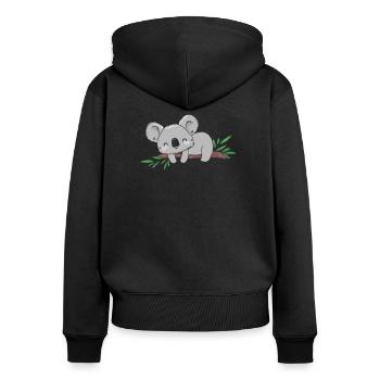 Koala Koalabär - Frauen Premium Bio Zip Hoodie - Schwarz - Hinten - Julia (174cm)