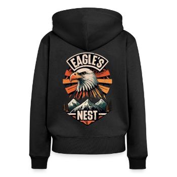 Eagle over mountain landscape - Eagle's Nest - Women's Premium Organic Zip Hoodie - black - Back - Julia (174cm)