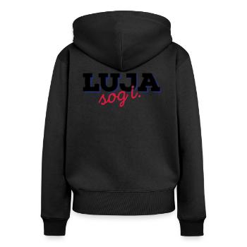 Luja sog i 3C - Frauen Premium Bio Zip Hoodie - Schwarz - Hinten - Julia (174cm)