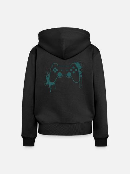 CONTROLLER RETRO - Frauen Premium Bio Zip Hoodie - Schwarz