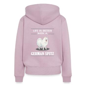 German Spitz - Frauen Premium Bio Zip Hoodie - Altrosa - Hinten - Julia (174cm)