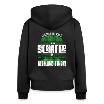 Schäfer Schafe Schaf Hirte Geschenk - Frauen Premium Bio Zip Hoodie - Schwarz - Hinten - Julia (174cm)