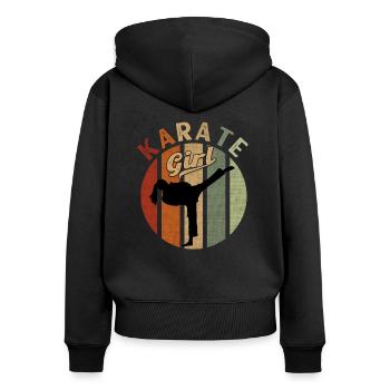 Karate Girl Judo Kampfsportlerin Kickboxerin Motiv - Frauen Premium Bio Zip Hoodie - Schwarz - Hinten - Julia (174cm)