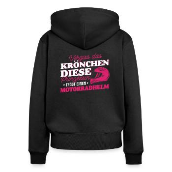 Motorradfahrerin Prinzessin Bikerin Geschenk - Frauen Premium Bio Zip Hoodie - Schwarz - Hinten - Julia (174cm)