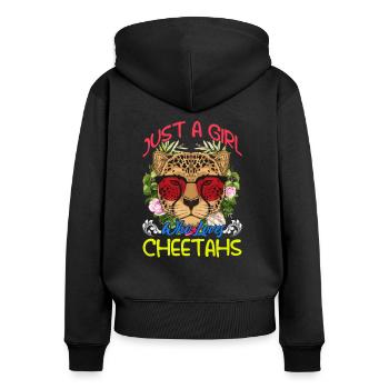 Cheetah Cheetah Cheetah Leopard Chetah Gift - Women's Premium Organic Zip Hoodie - black - Back - Julia (174cm)