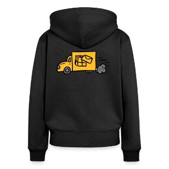 Service de colis de la poste Camionnette Livraison Delivery - Sweat à capuche zippé Premium bio Femme - noir - Dos - Julia (174cm)