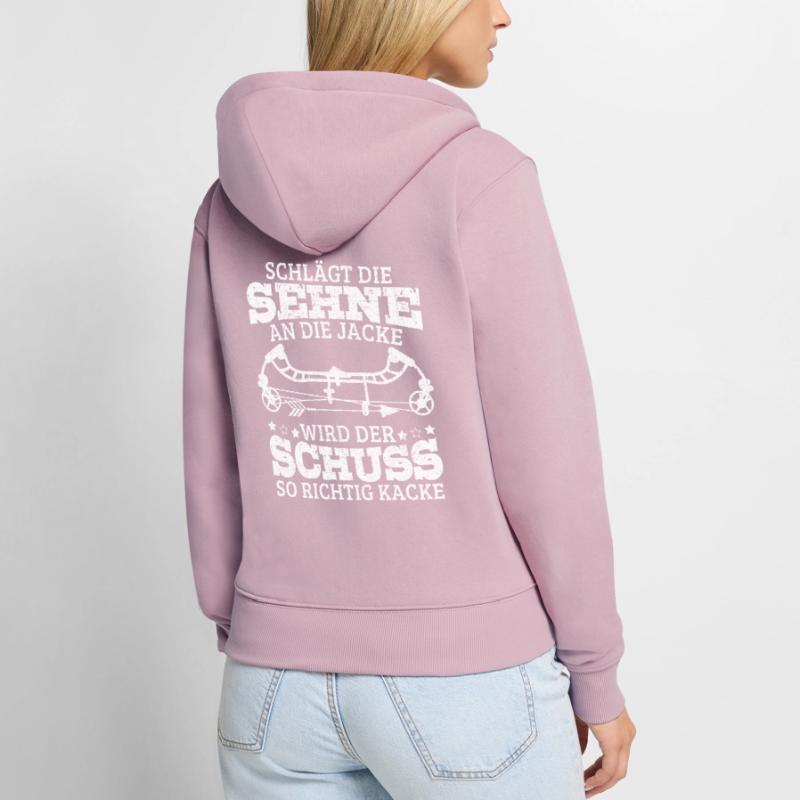 Bogenschießen Bogenschütze Bogen Compoundbogen Frauen Premium Bio Zip Hoodie