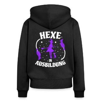 Halloween Hexen Hexe in Ausbildung Walpurgisnacht - Frauen Premium Bio Zip Hoodie - Schwarz - Hinten - Julia (174cm)