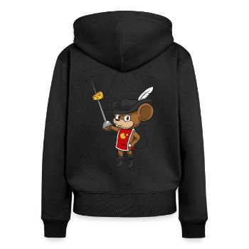 Mousquetaire souris avec épée - Sweat à capuche zippé Premium bio Femme - noir - Dos - Julia (174cm)