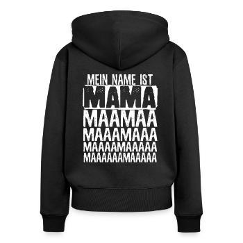 Mein Name Ist Mama Powerfrau - Frauen Premium Bio Zip Hoodie - Schwarz - Hinten - Julia (174cm)